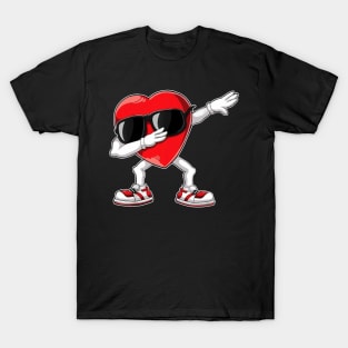 Dabbing Heart Funny Gifts Mens Kids Boys Valentines Day T-Shirt